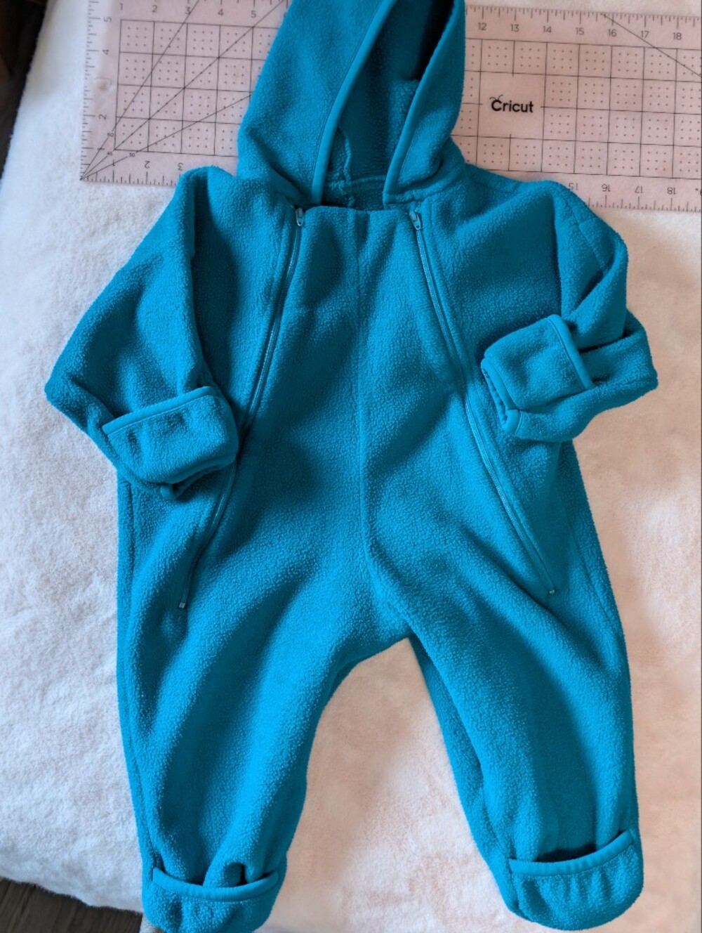 Children's Teal Fleece Hooded Romper